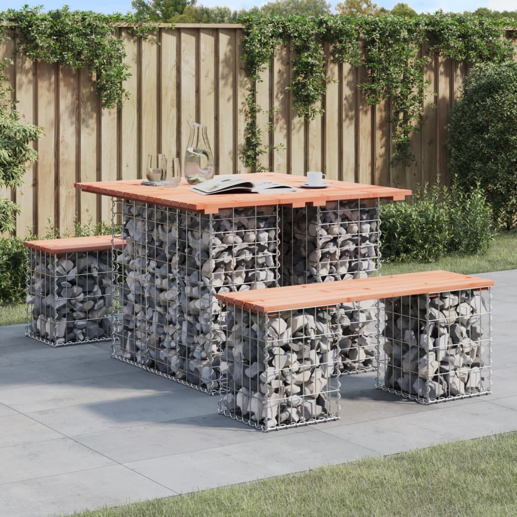 vidaXL Table de jardin en gabion 100x102x72 cm Bois massif douglas