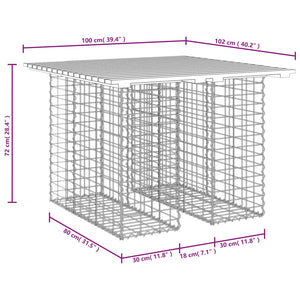 Gabionen Gartentisch 100x102 cm Kiefer Imprägniert