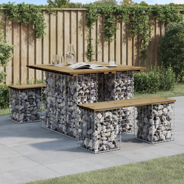 Gabionen Gartentisch 100x102 cm Kiefer Imprägniert