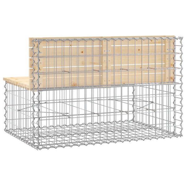 Gabionenbank 103cm Kiefer Massivholz Gartenbank