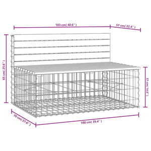 Gabionenbank 103cm Kiefer Massivholz Gartenbank