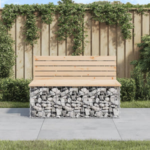 Gabionenbank 103cm Kiefer Massivholz Gartenbank