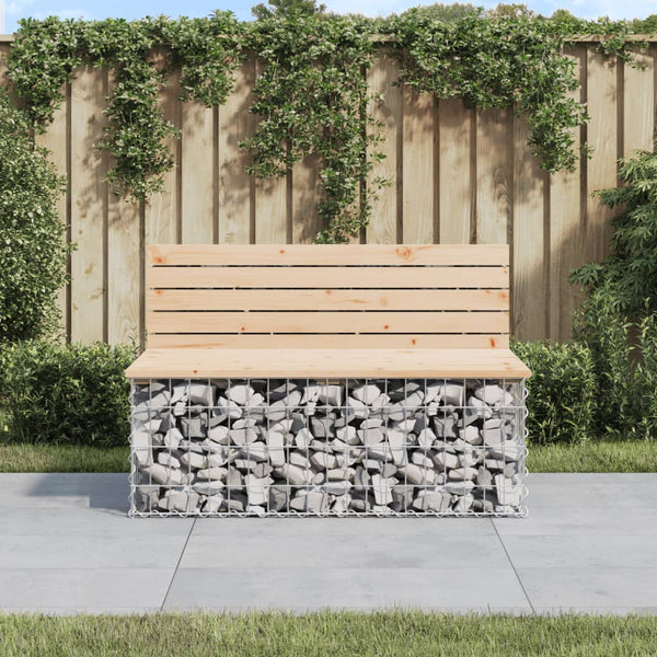 Gabionenbank 103cm Kiefer Massivholz Gartenbank