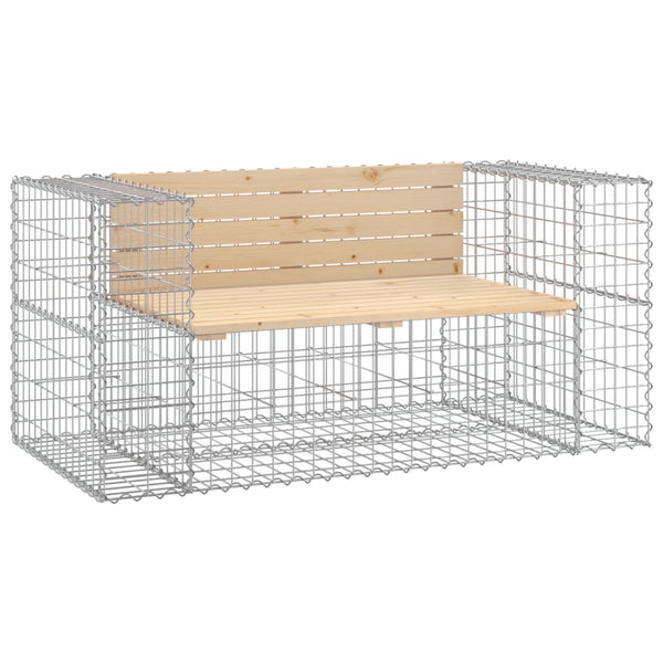 Gabionenbank 143 cm Kiefer Massivholz