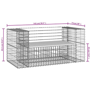 Gabionenbank 143 cm Kiefer Massivholz