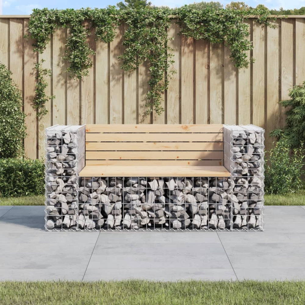 Gabionenbank 143 cm Kiefer Massivholz