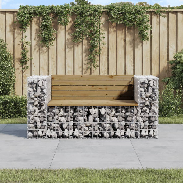 Gartenbank Gabione Kiefer imprägniert 143cm