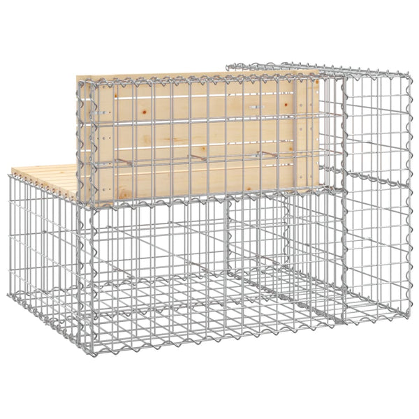Gartenbank Gabione Kiefer Massivholz 92cm