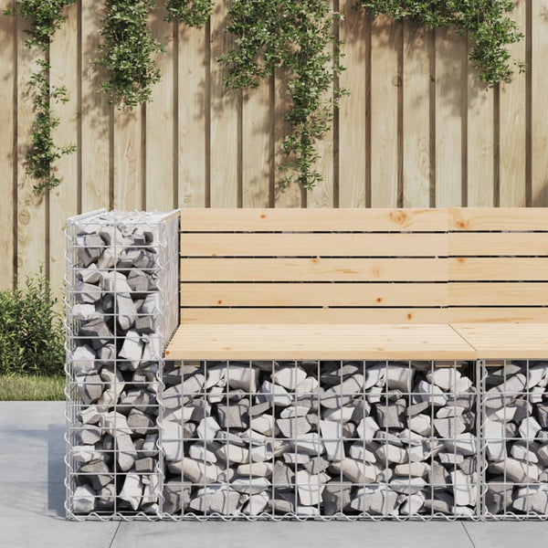 Gartenbank Gabione Kiefer Massivholz 92cm