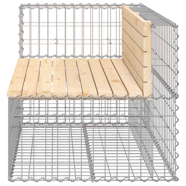 Gartenbank Gabione 122cm Kiefer Massivholz