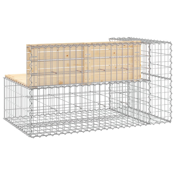 Gartenbank Gabione 122cm Kiefer Massivholz