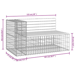 Gartenbank Gabione 122cm Kiefer Massivholz