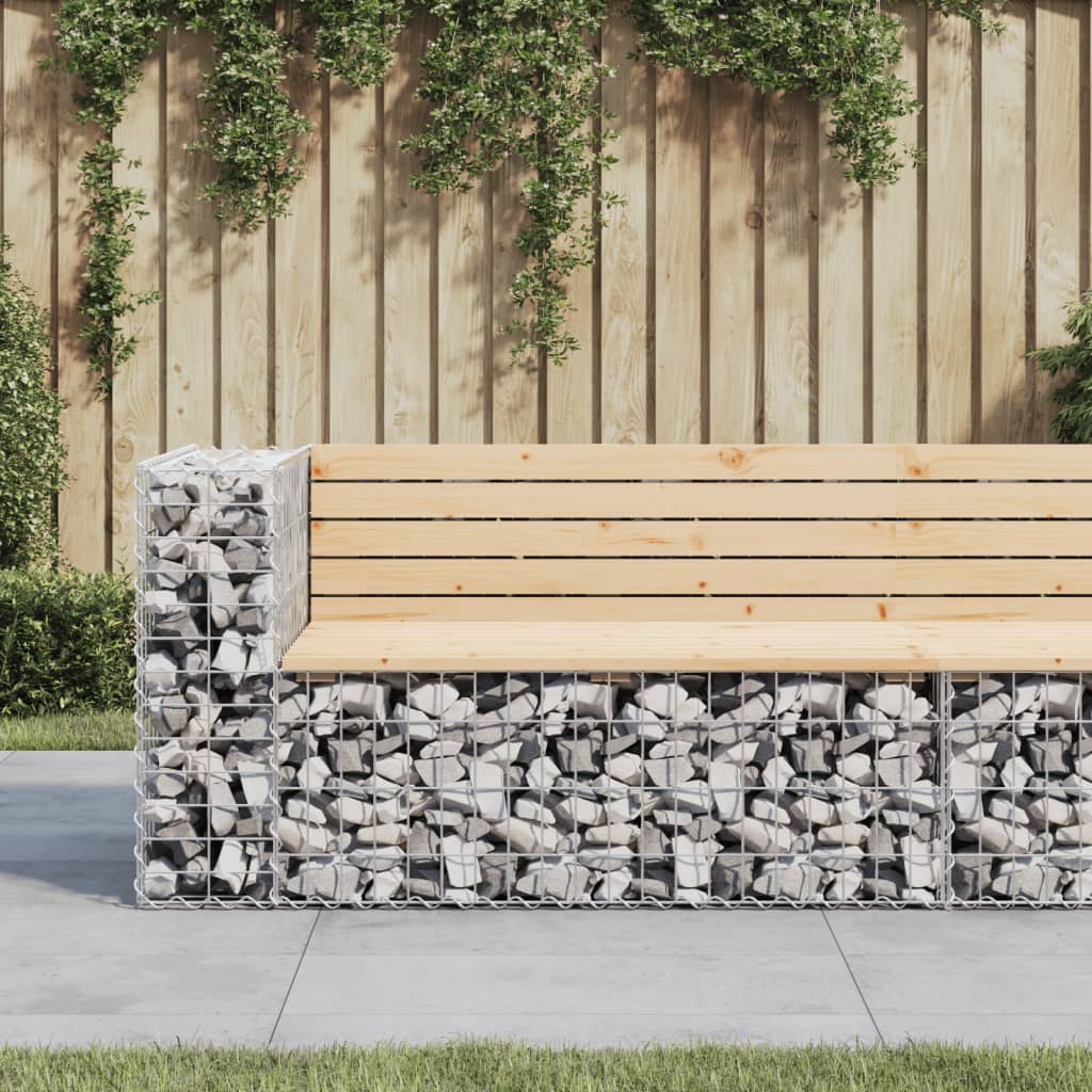 Gartenbank Gabione 122cm Kiefer Massivholz