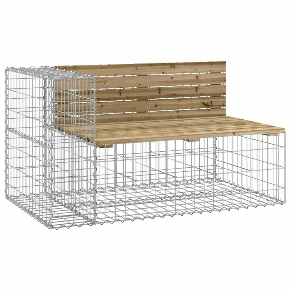 Gabionen Gartenbank 122 cm Kiefer Imprägniert
