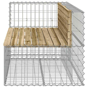 Gabionen Gartenbank 122 cm Kiefer Imprägniert