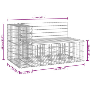 Gabionen Gartenbank 122 cm Kiefer Imprägniert
