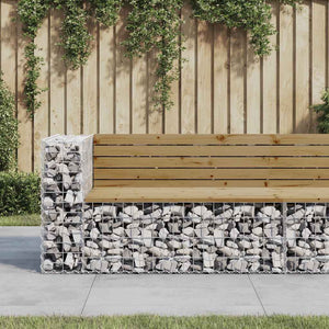 Gabionen Gartenbank 122 cm Kiefer Imprägniert