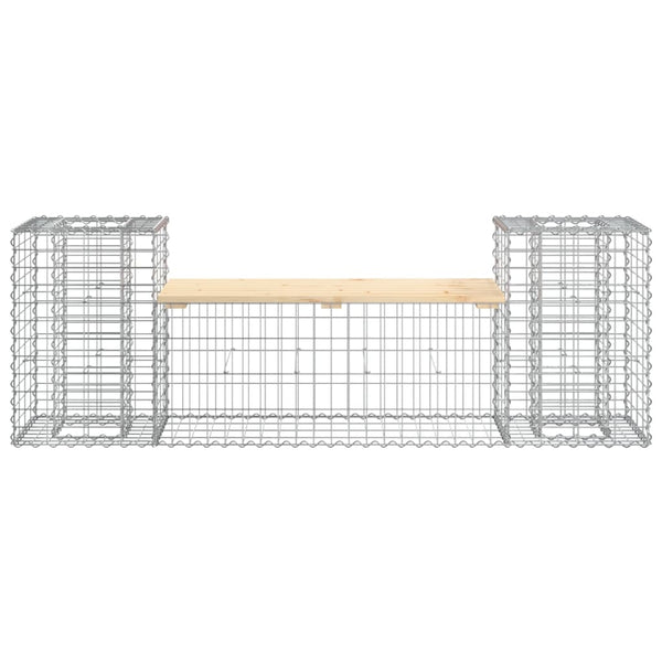 Gartenbank Gabione Kiefer Massivholz 183cm