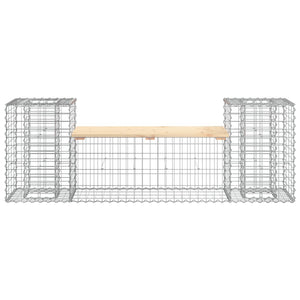 Gartenbank Gabione Kiefer Massivholz 183cm