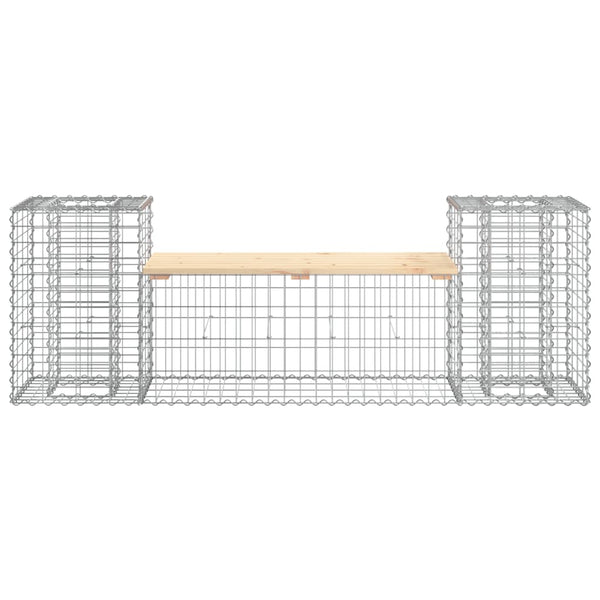 Gartenbank Gabione Kiefer Massivholz 183cm