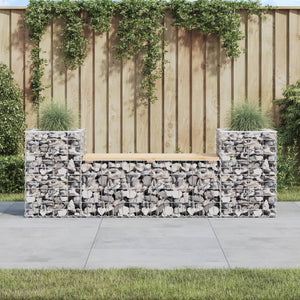 Gartenbank Gabione Kiefer Massivholz 183cm