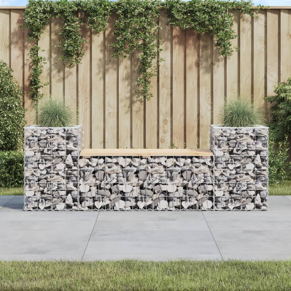 Gartenbank Gabione Kiefer Massivholz 183cm