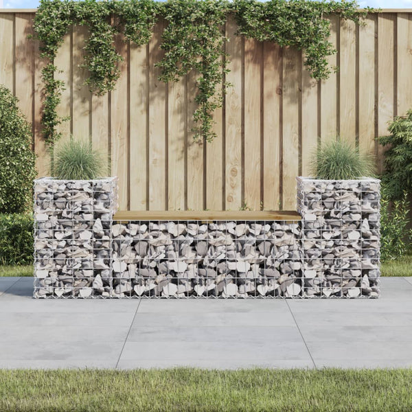 Gartenbank Gabione Kiefer imprägniert 183cm