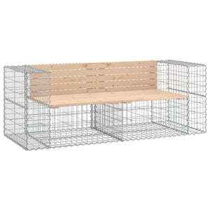 Gartenbank Gabione Kiefer Massivholz 184cm