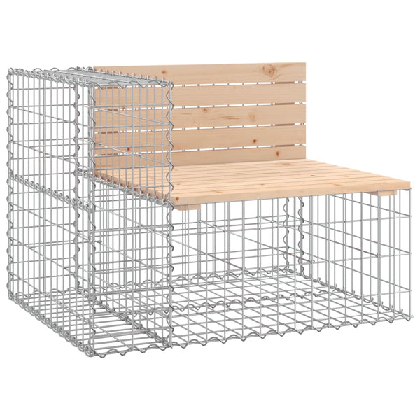 Gartenbank Gabione Kiefer Massivholz 184cm