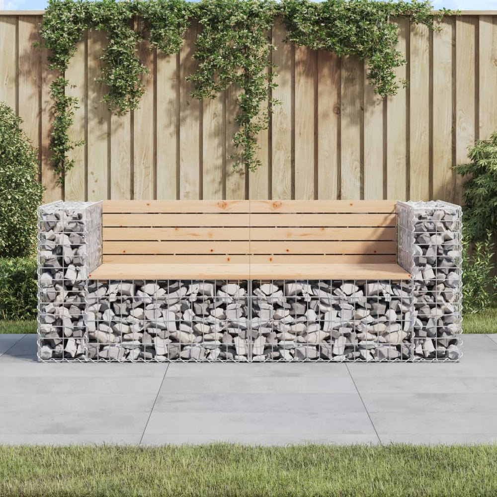 Gartenbank Gabione Kiefer Massivholz 184cm
