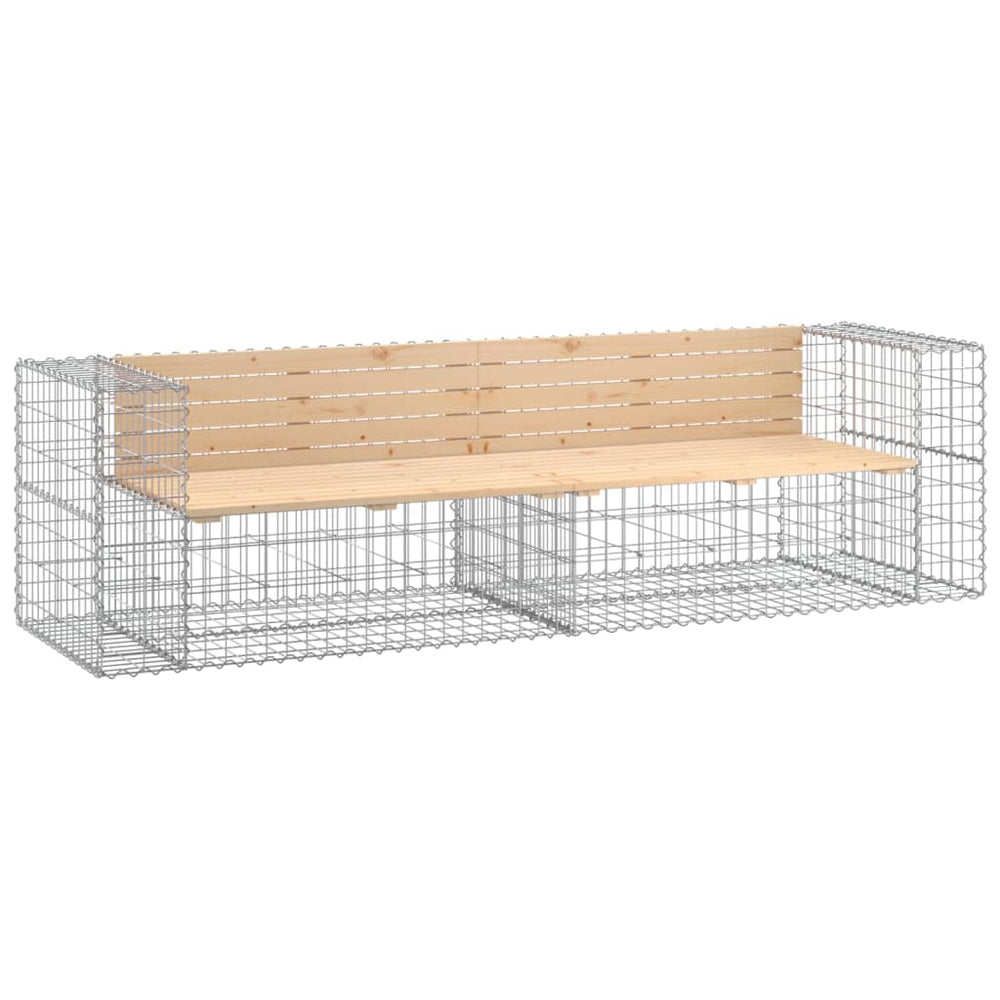 Gartenbank Gabione 244cm Kiefer Massivholz