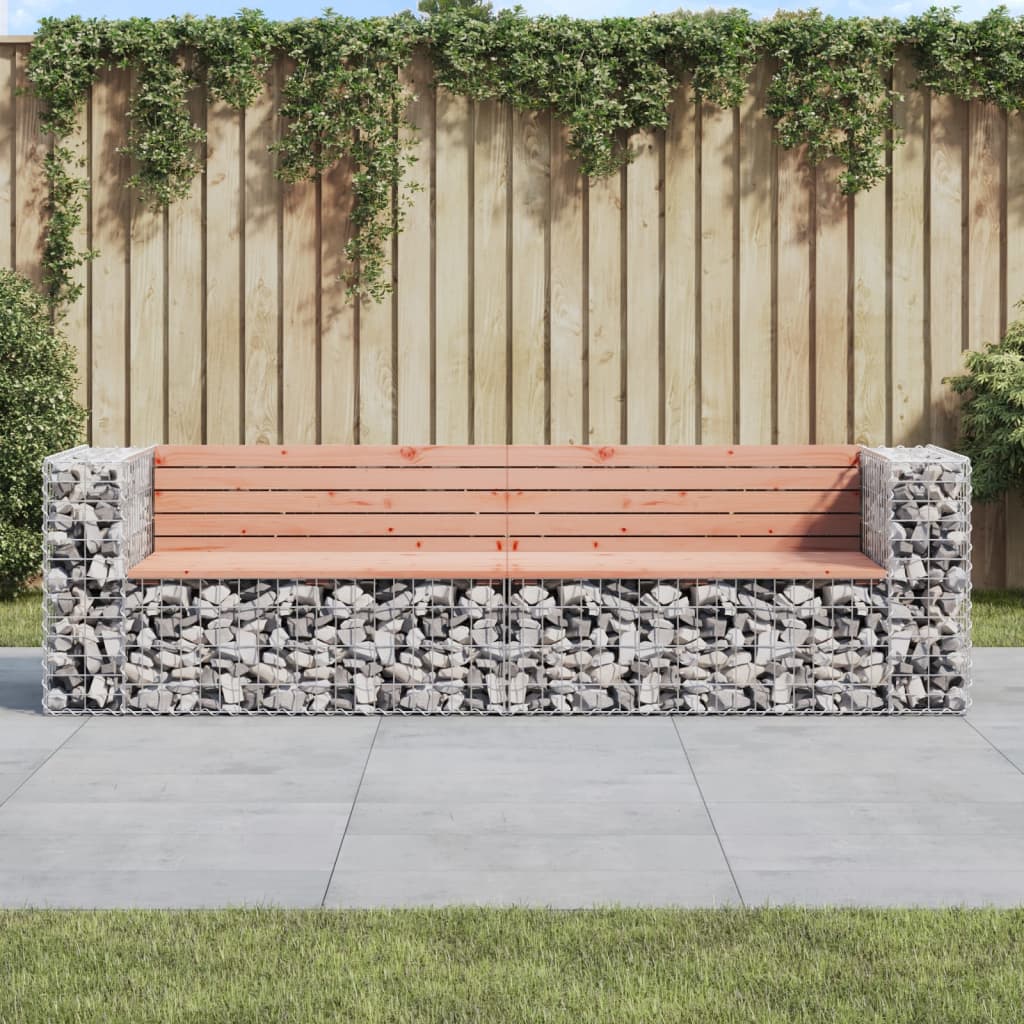 Gartenbank Gabione Douglasie Massivholz 244cm