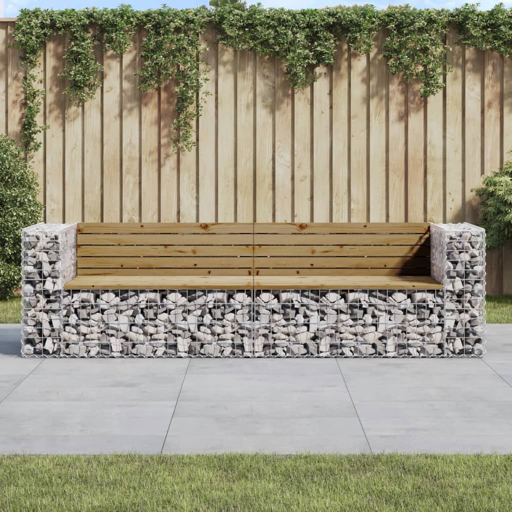 Gartenbank Gabione 244cm Kiefer Imprägniert