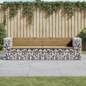 Gartenbank Gabione 244cm Kiefer Imprägniert