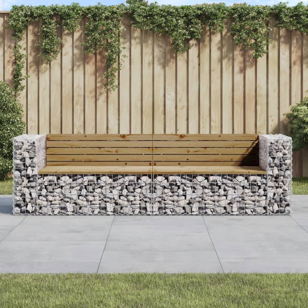 Gartenbank Gabione 244cm Kiefer Imprägniert