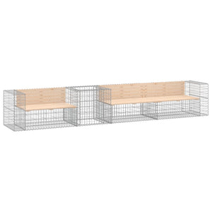 Gartenbank mit Gabione Kiefer Massivholz