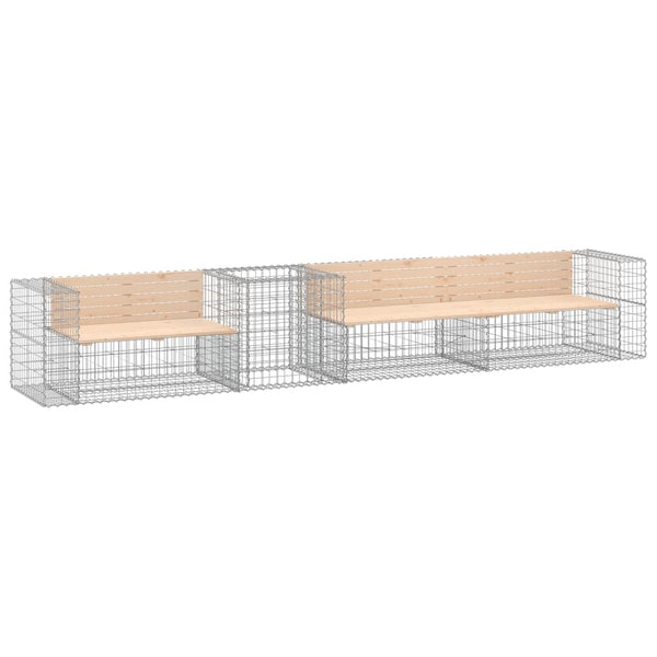 Gartenbank mit Gabione Kiefer Massivholz
