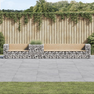 Gartenbank mit Gabione Kiefer Massivholz
