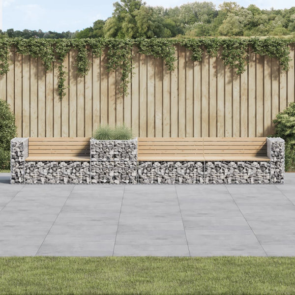 Gartenbank mit Gabione Kiefer Massivholz