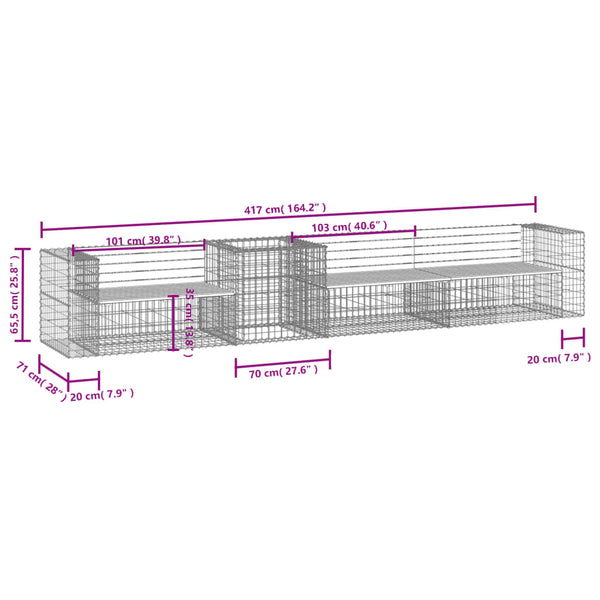 vidaXL Banc de jardin avec gabion Bois de Douglas massif