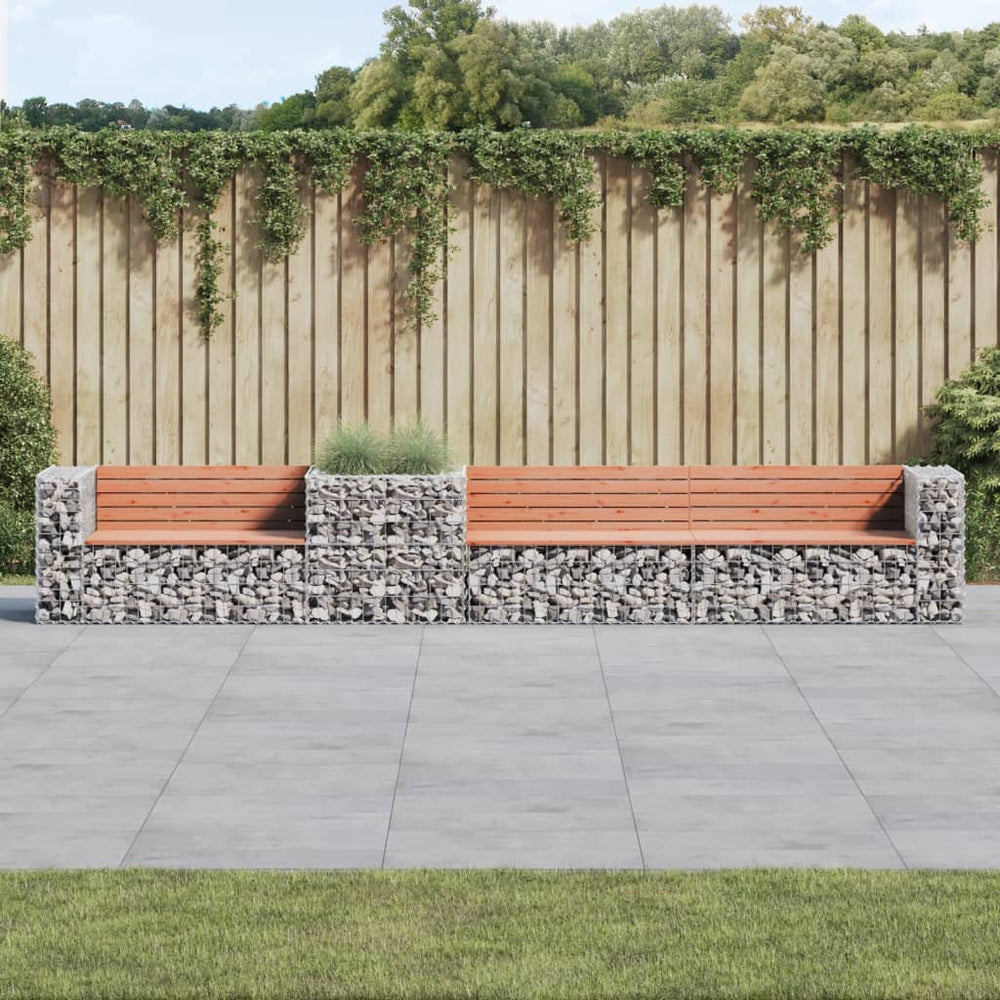 Gartenbank mit Gabione aus Douglasienholz