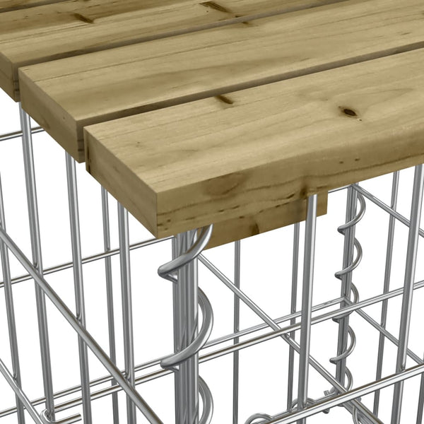 Gartenbank mit Gabione aus Kiefernholz