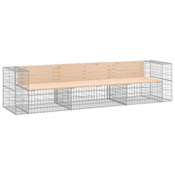 Gabionen Gartenbank 287cm Kiefer Massivholz