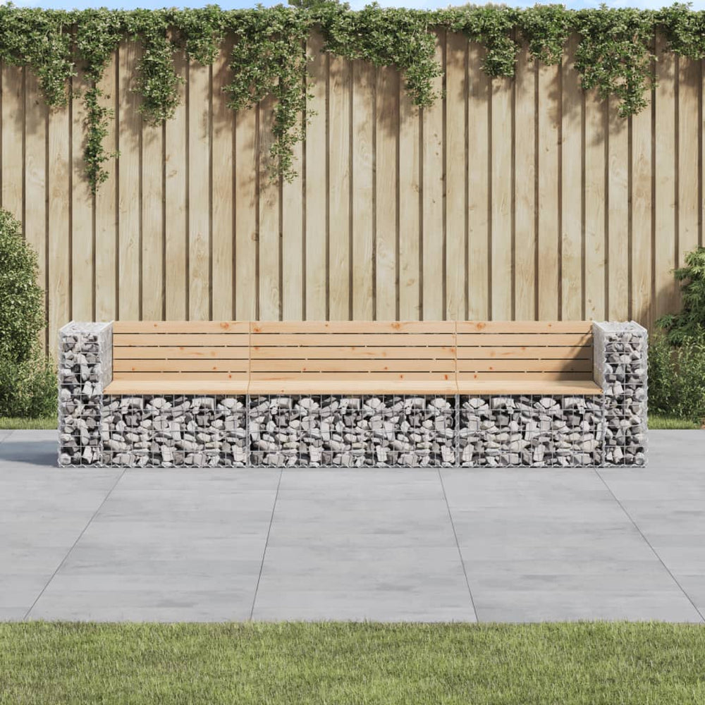 Gabionen Gartenbank 287cm Kiefer Massivholz