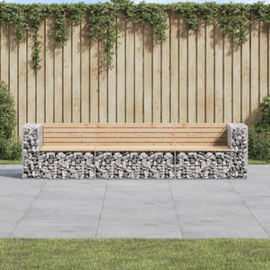 Gabionen Gartenbank 287cm Kiefer Massivholz