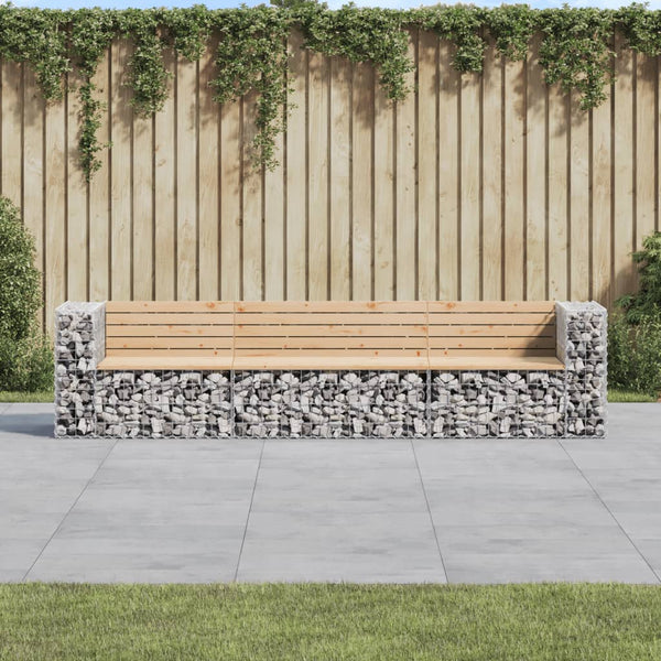 Gabionen Gartenbank 287cm Kiefer Massivholz