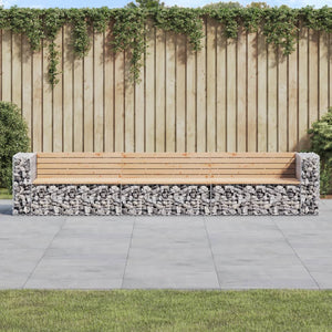 Gartenbank Gabione Kiefer Massivholz 347cm