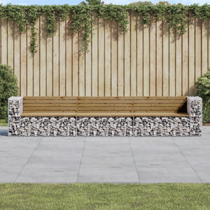 Gartenbank Gabione 347cm Kiefer imprägniert