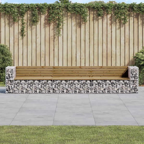 Gartenbank Gabione 347cm Kiefer imprägniert