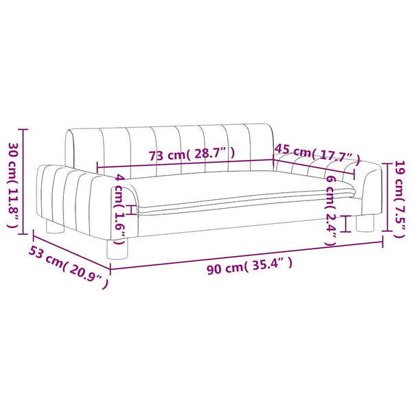 Kindersofa Dunkelgrau Stoff 90x53x30 cm